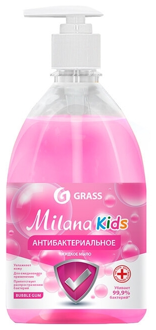 Grass Жидкое мыло антибактериальное Milana Kids Fruit bubbles, 500 мл.