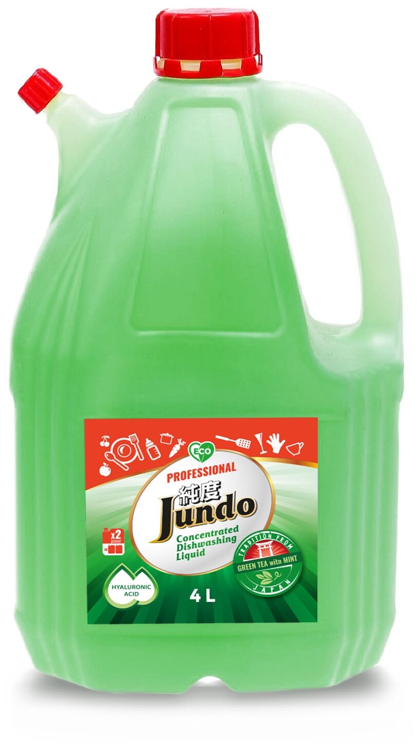 Jundo Конц-ный ЭКО гель с гиалуроновой кислотой д/м.п.и дет принадлежностей«Green tea with Mint»,4л